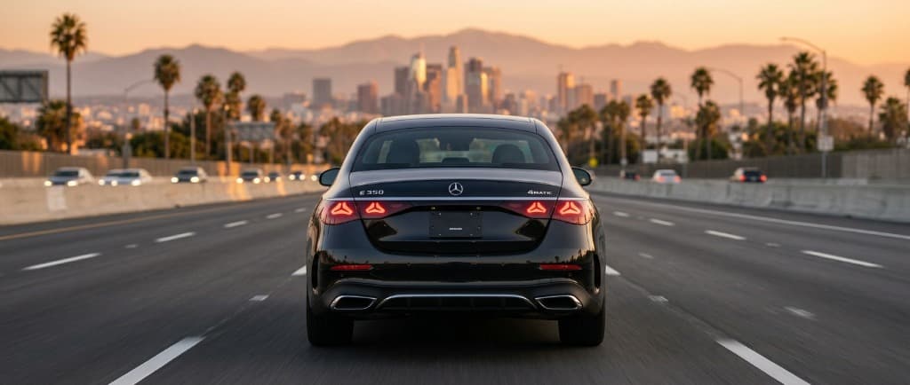 Los Angeles traffic at sunset