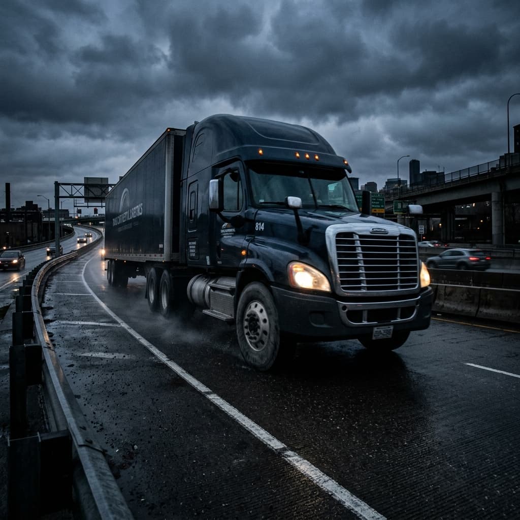 Commercial truck on a California highway